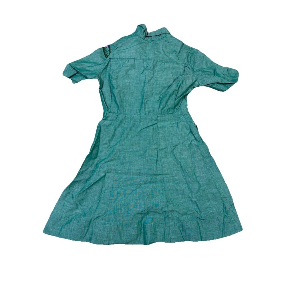 Girl Scouts Dress Uniform Girls XS Green Excellent Vintage Cotton Button Front - Picture 10 of 13
